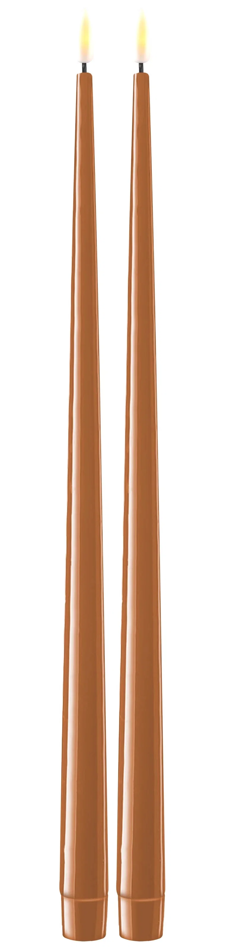 Deluxe LED shiny dinner candle H38 caramel