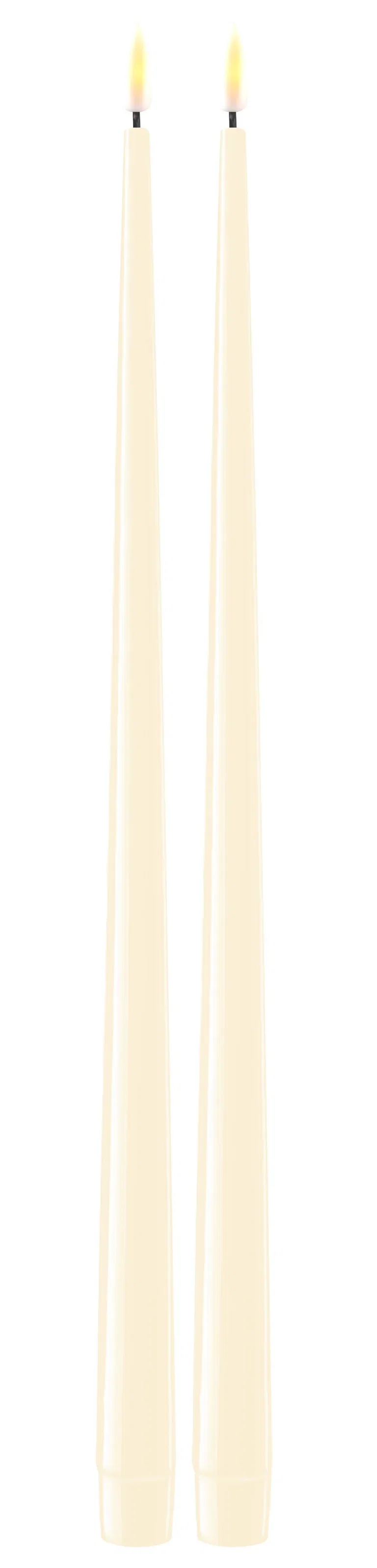 Deluxe LED shiny dinner candle H38 cream