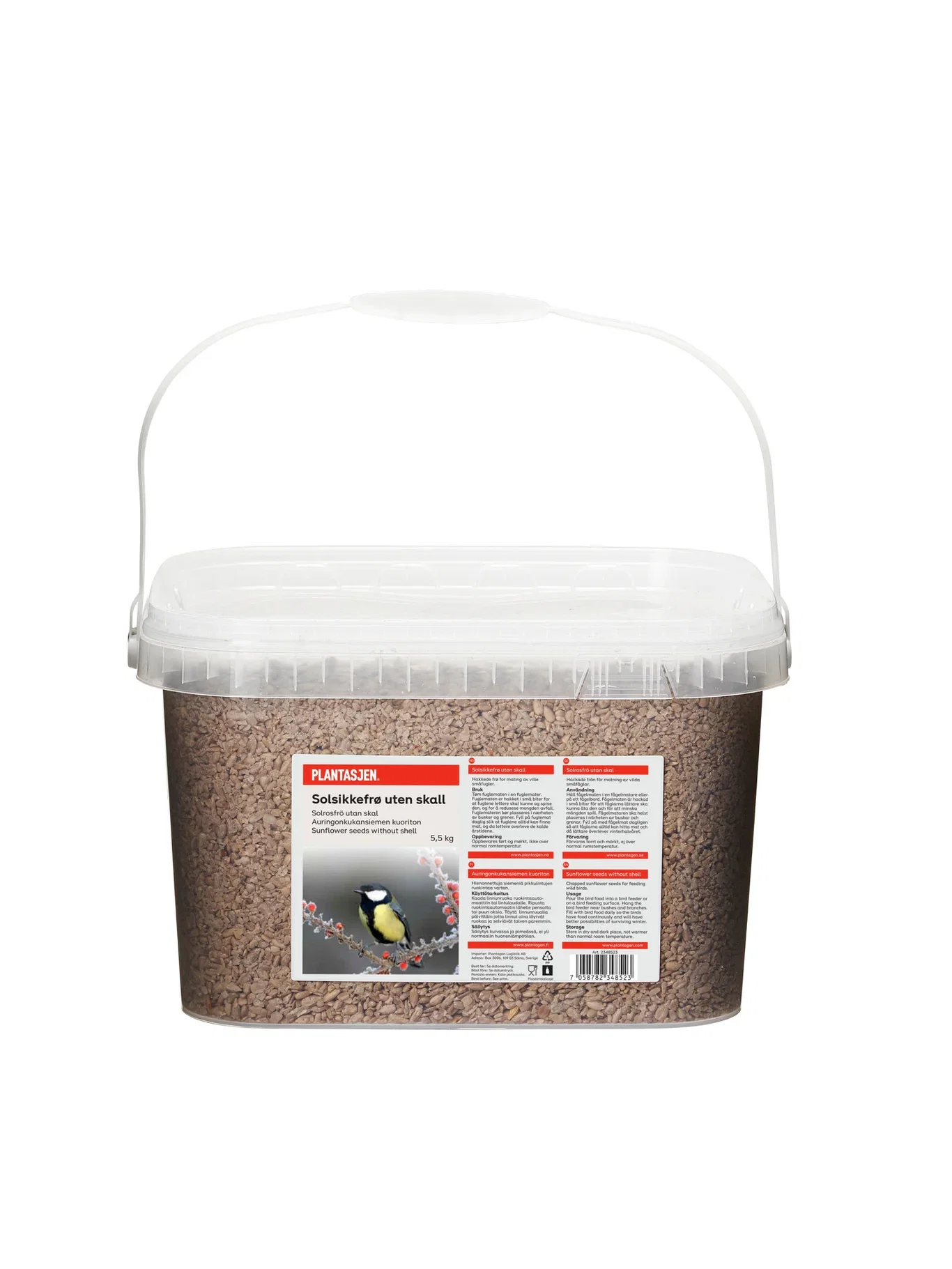 Sunflower seed grains in a buc