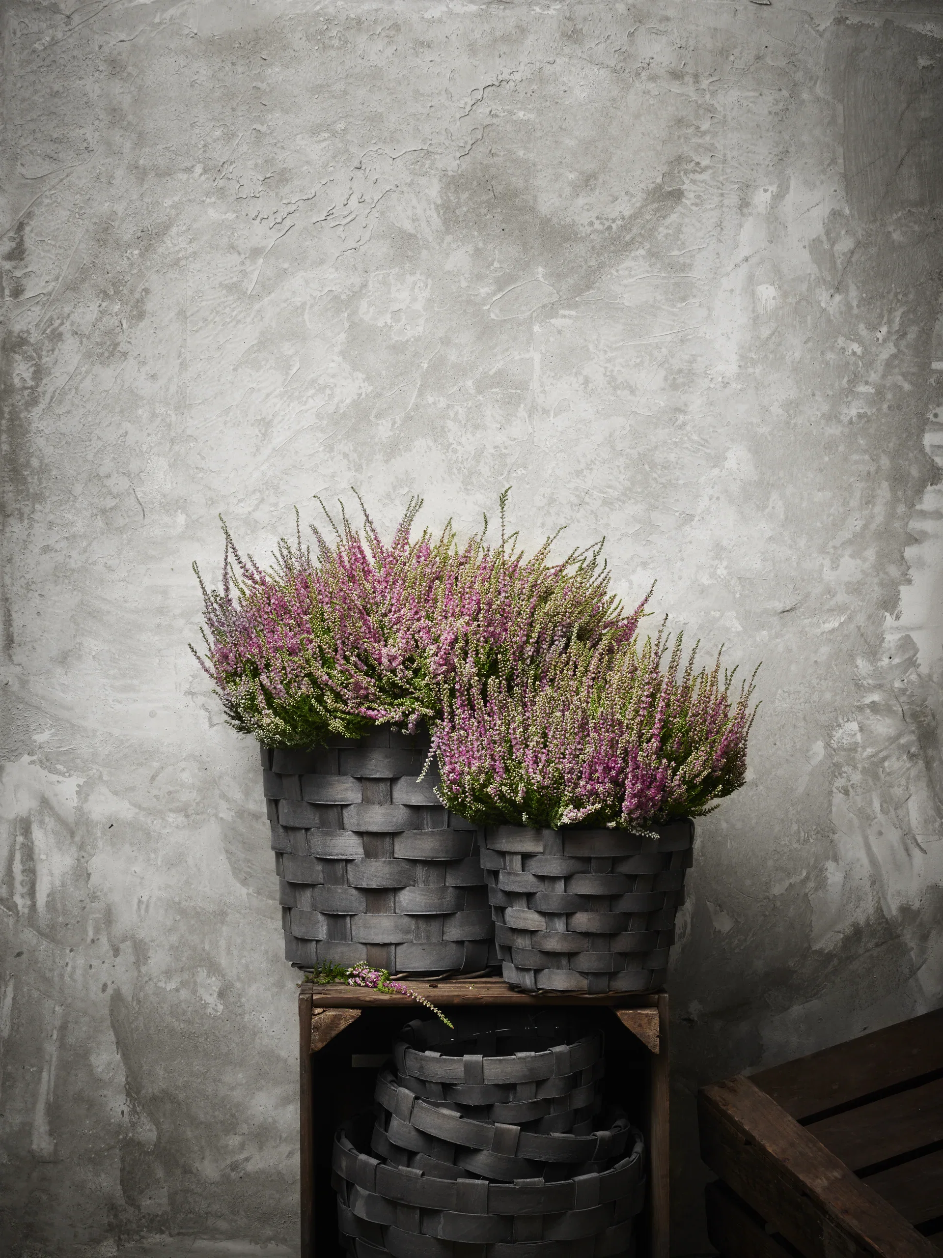 Basket wood D26 H21 grey