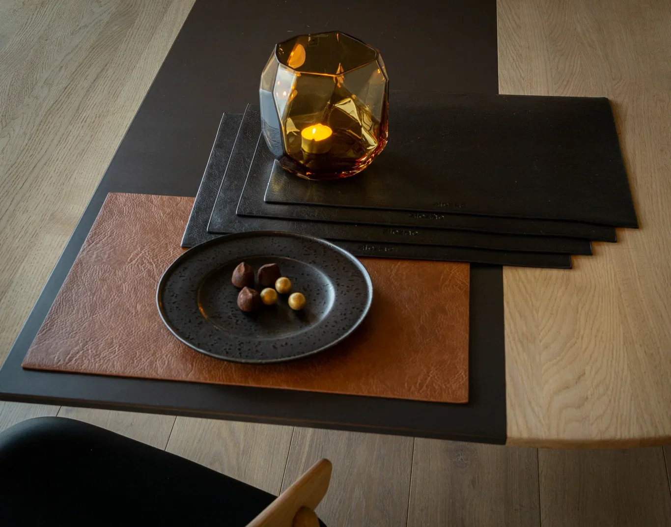 Placemat Artificial Leather Caramel 45x33cm
