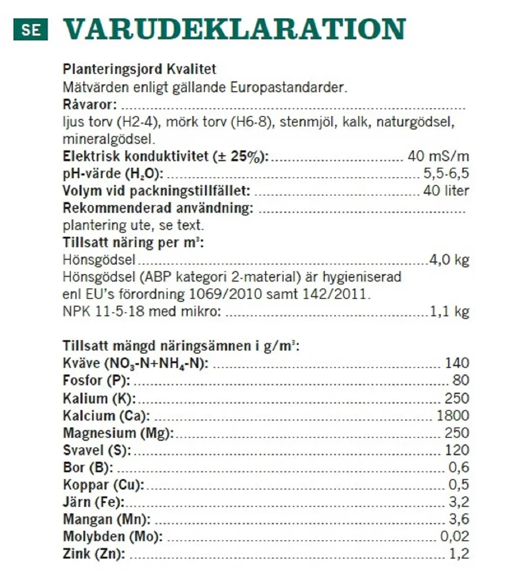 Plant soil quality 40L SE