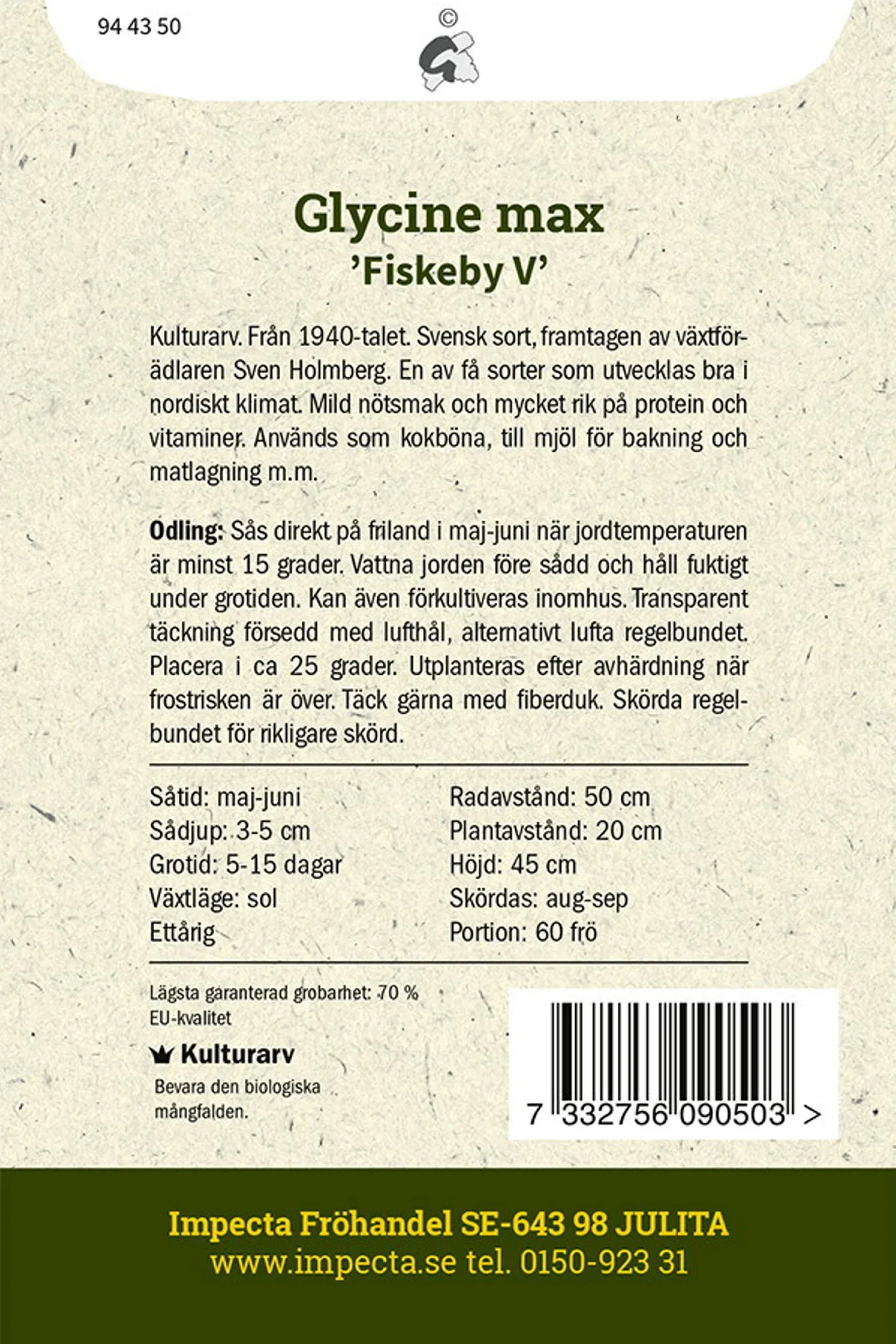 Sojaböna 'Fiskeby V'