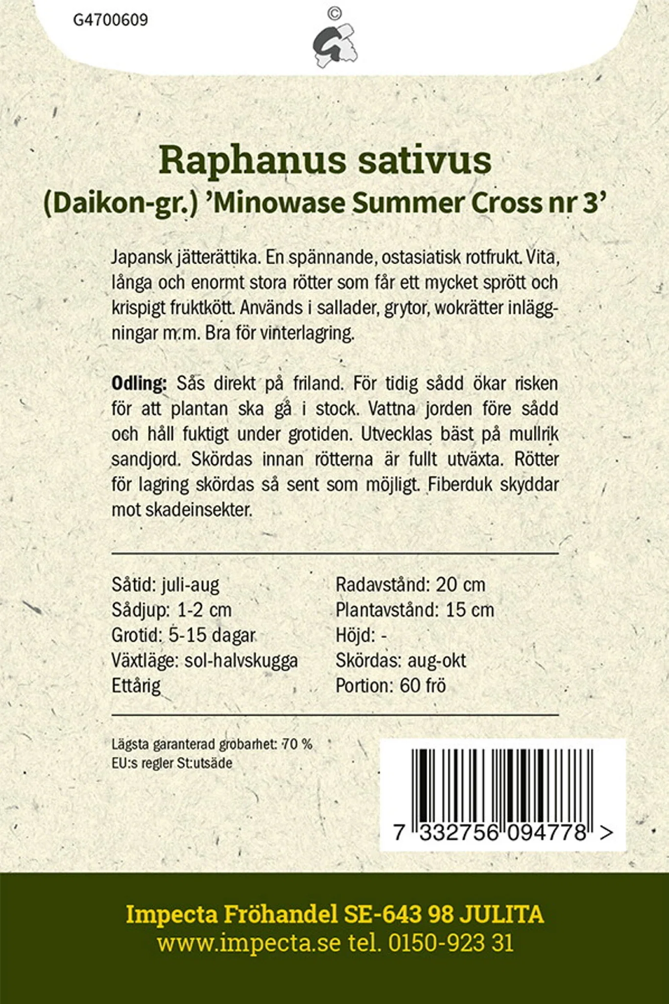 Rättika 'Minowase Summer Cross Nr 3'
