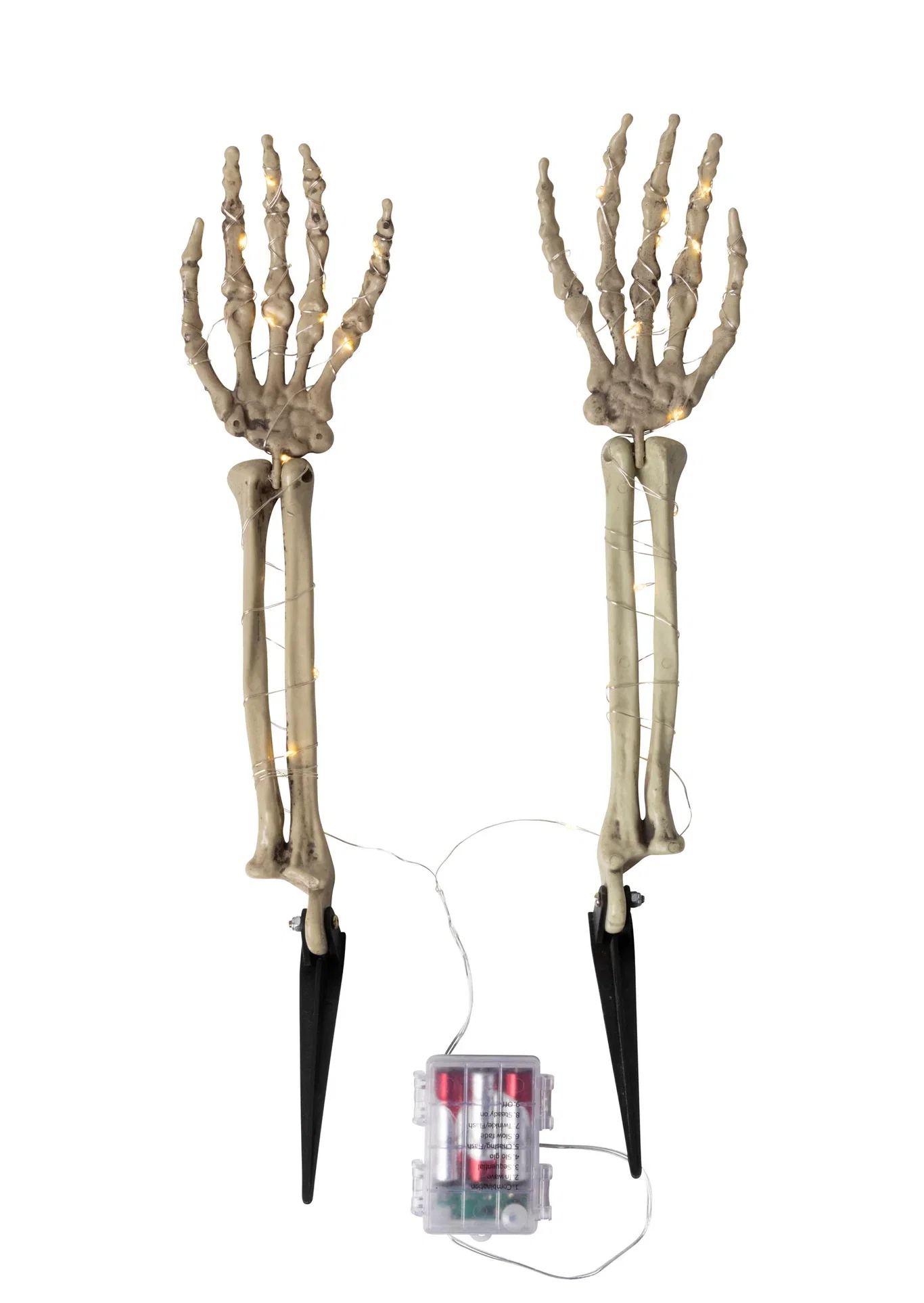 Halloweendekoration skeletthänder med LED-ljus