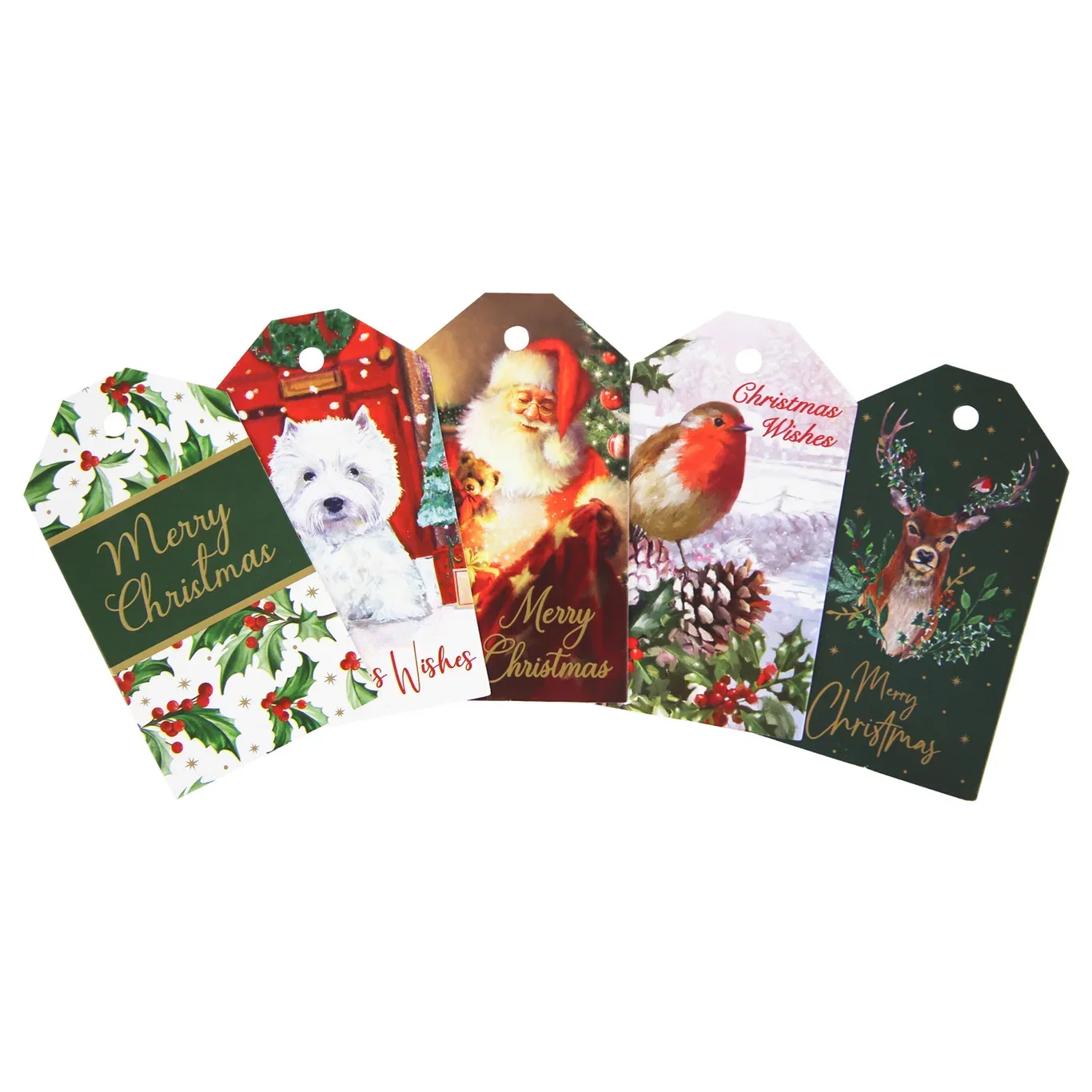 Julklappsetiketter hängande