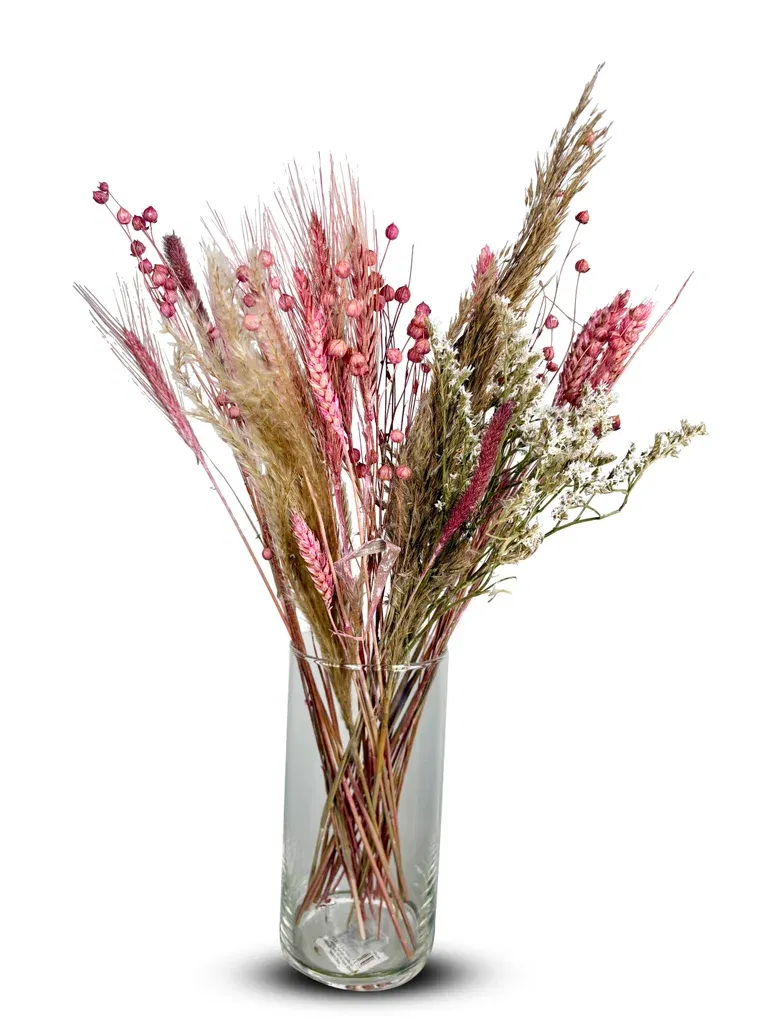 Bukett torkade blommor rosa