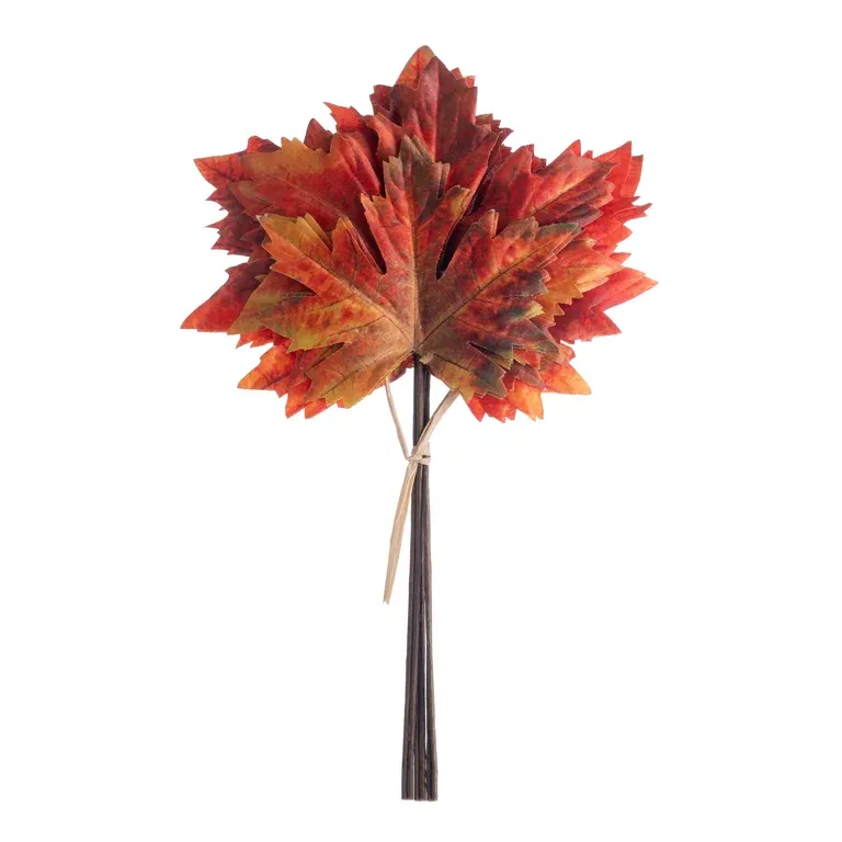 Lönnlöv i bunt 6st konstgjord